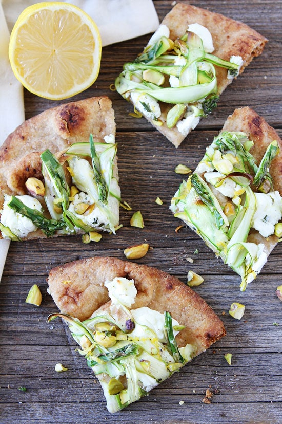 Asparagus, Goat Cheese, and Pistachio Flatbread Recipe