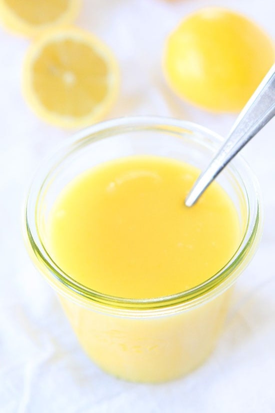 Easy Lemon Curd Recipe - stored in glass jar