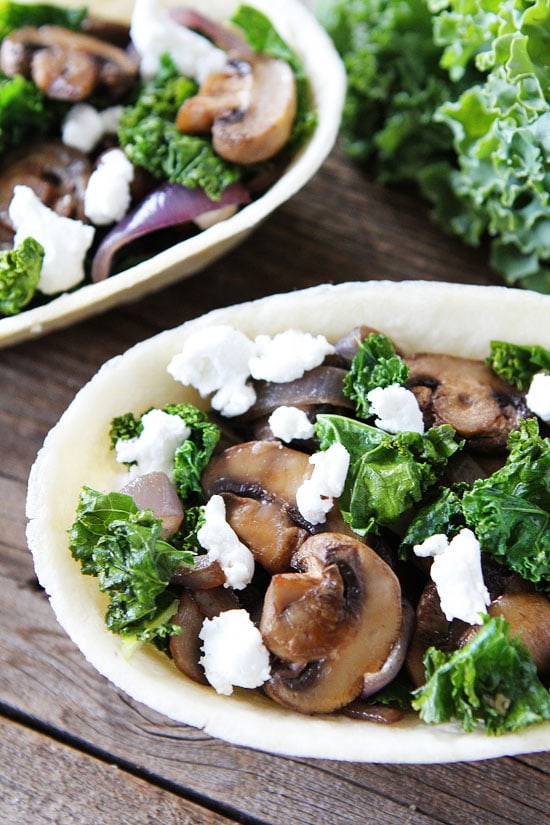 Roasted Mushroom, Kale, and Goat Cheese Tacos Recipe 