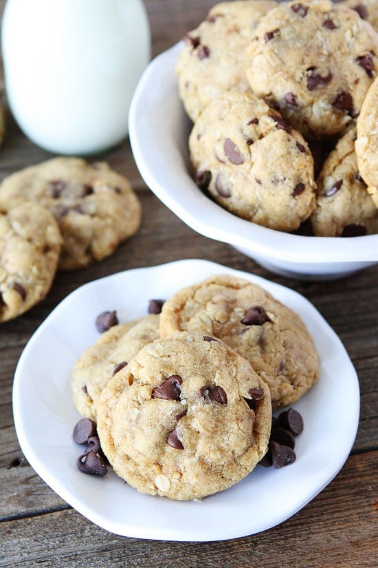 Whole Wheat Oatmeal Chocolate Chip Cookies made with Coconut Oil