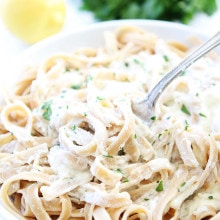 Fettucine Alfredo in Serving dish