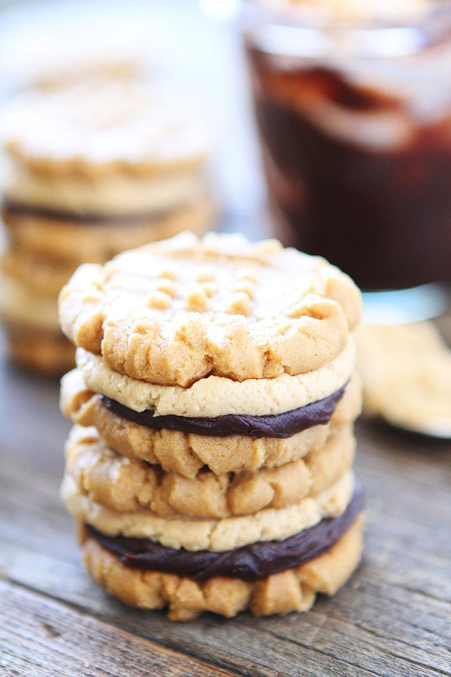 Flourless Peanut Butter Chocolate Ganache Sandwich Cookies Recipe 