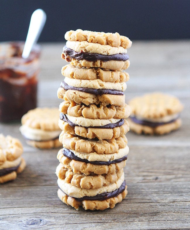 Flourless Peanut Butter Chocolate Ganache Sandwich Cookies Recipe