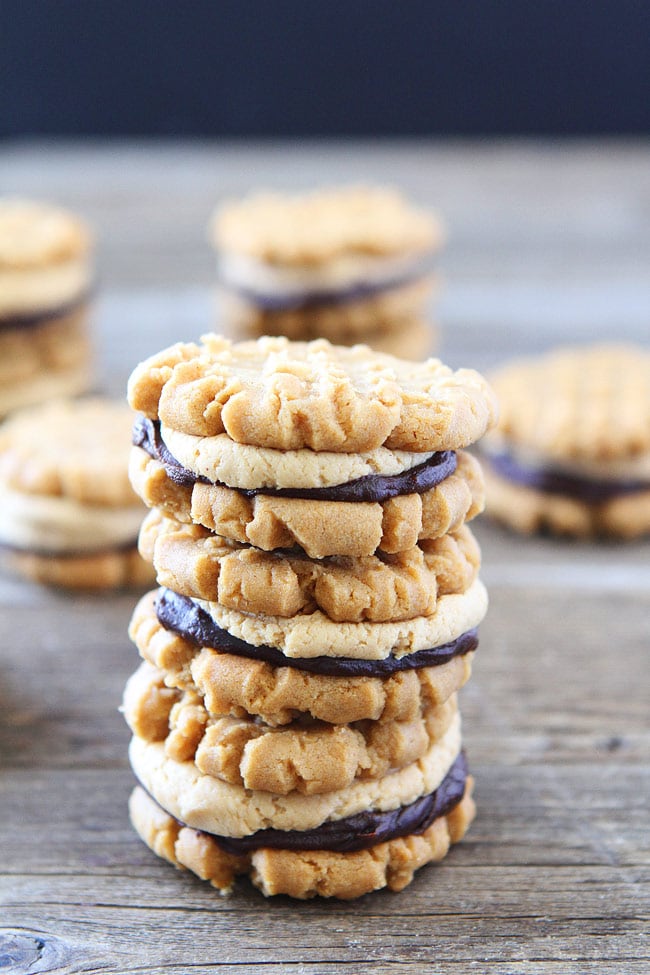 Flourless Peanut Butter Chocolate Ganache Sandwich Cookies