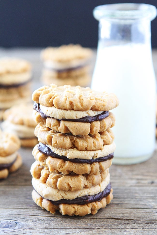 Flourless Peanut Butter Chocolate Ganache Sandwich Cookies