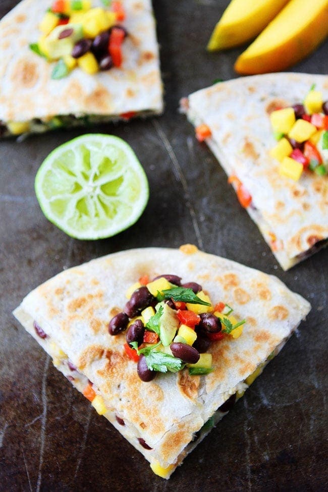 Mango Black Bean Quesadillas are an easy weeknight meal. 