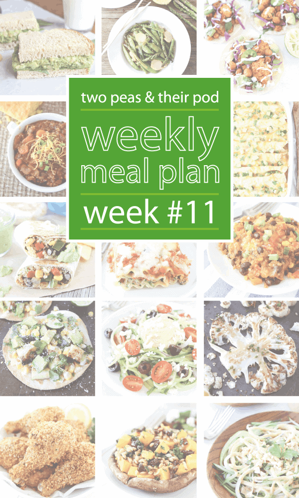 Weekly Meal Plan, Week 11 on twopeasandtheirpod.com Great dinner ideas! 
