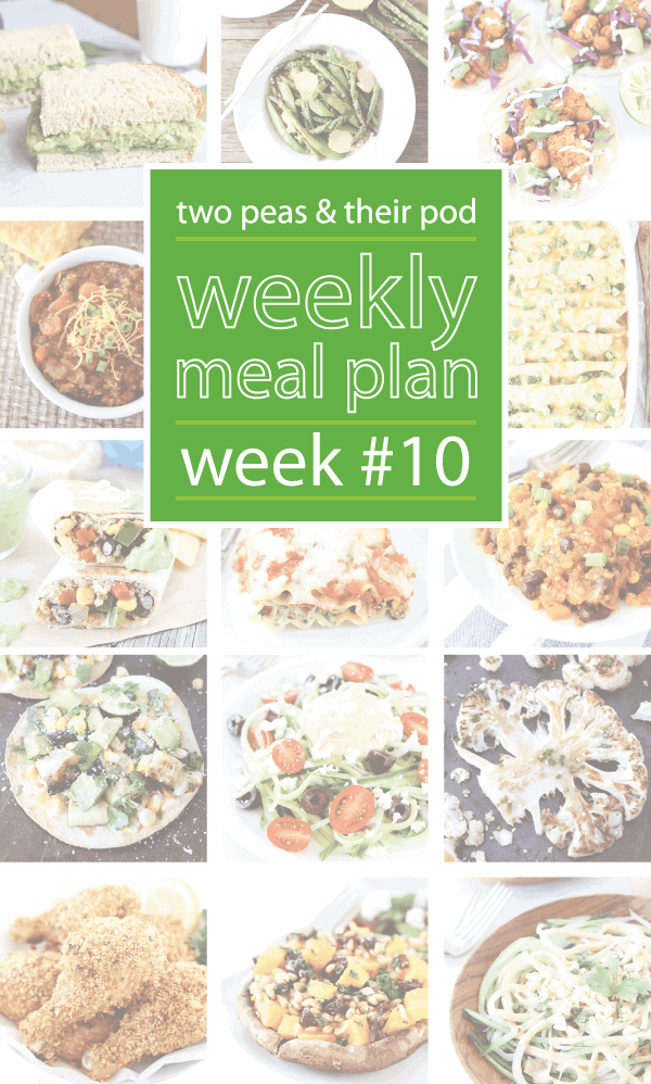 Weekly Meal Plan, Week 10 on twopeasandtheirpod.com Love these dinner ideas! I want to make them all!