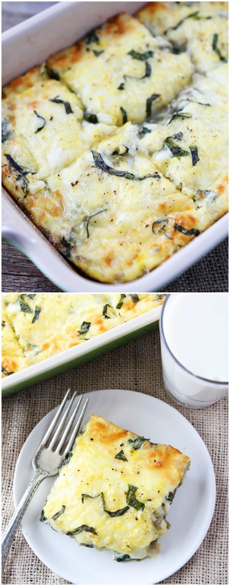 Spinach Artichoke Egg Casserole Recipe on twopeasandtheirpod.com Love this easy breakfast casserole! It's great for entertaining too!