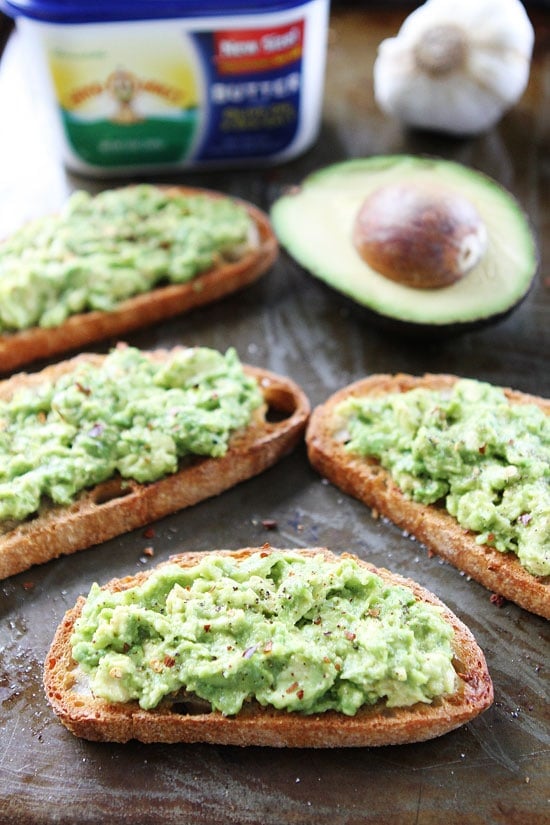 Completed Garlic Bread Avocado Toast Recipe