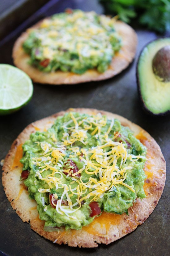 Cheesy Guacamole Tostada 