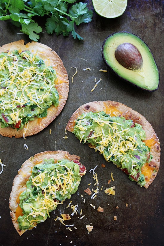 Vegetarian Tostadas garnished with cilantro