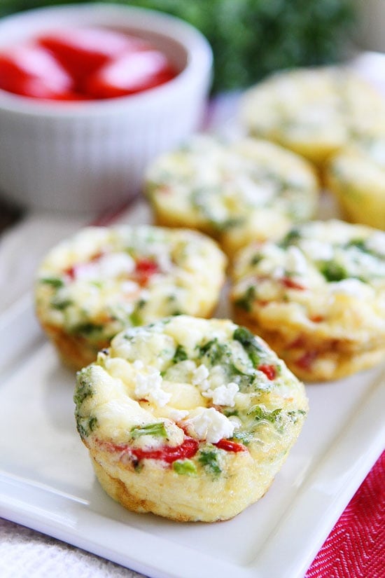 Egg Muffins with Kale, Roasted Red Peppers, and Feta Cheese Recipe