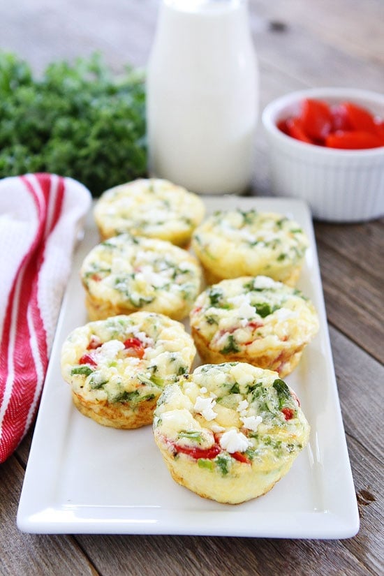 Egg Muffins with Kale, Roasted Red Peppers, and Feta Cheese Recipe