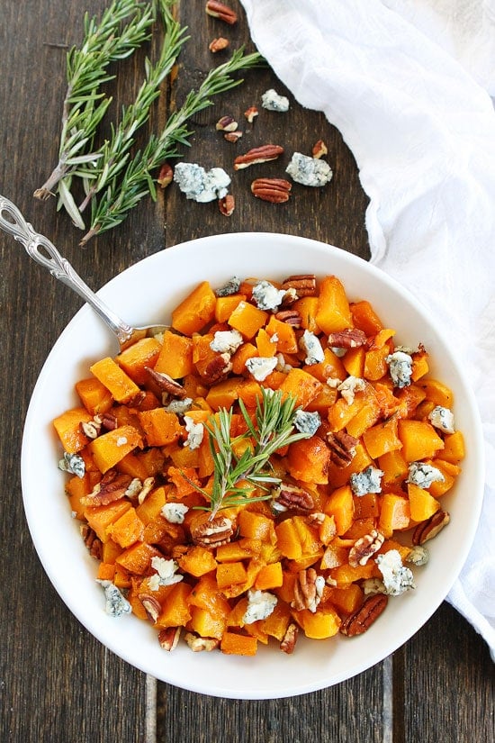 Roasted Butternut Squash with Balsamic, Blue Cheese, and Pecans Recipe