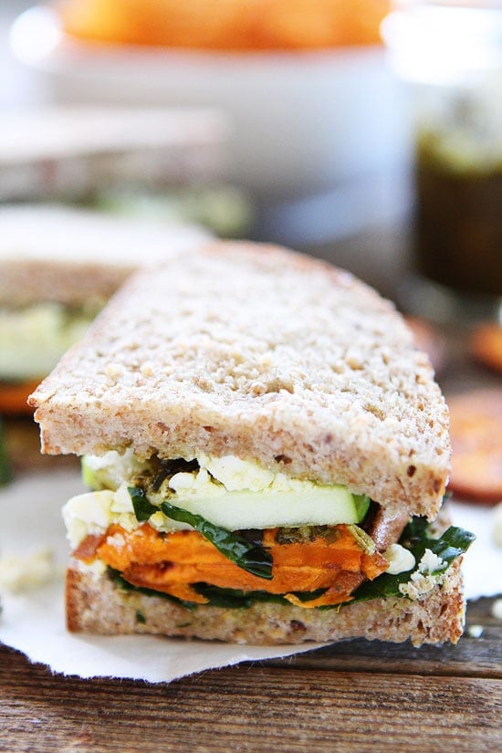 Sweet Potato, Apple, Kale, and Pesto Sandwich Recipe