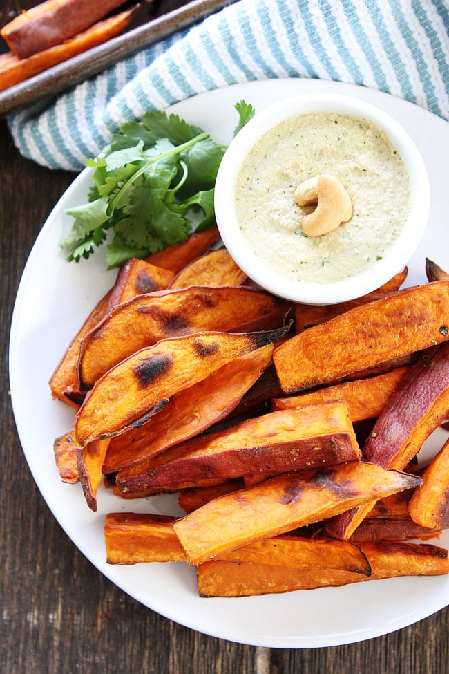 Sweet Potato Fries with Spicy Cashew Dipping Sauce