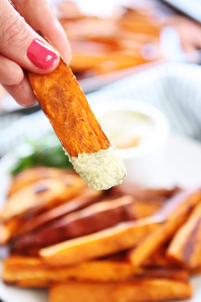 Sweet Potato Fries with Spicy Cashew Dipping Sauce Recipe