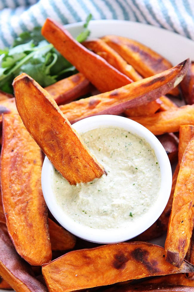 Sweet Potato Fries with Spicy Cashew Dipping Sauce Recipe