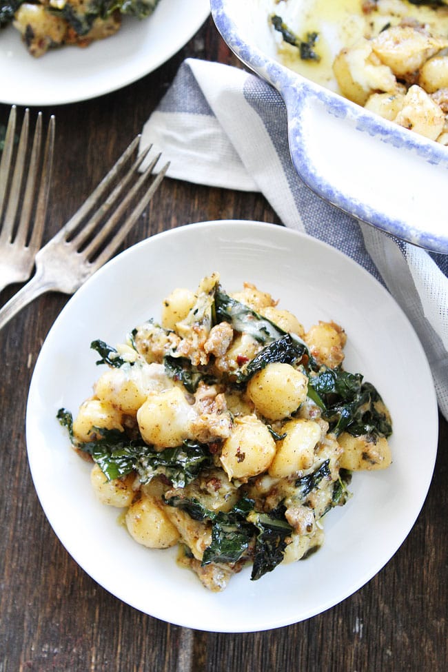 Baked Gnocchi with Sausage, Kale, and Pesto Recipe