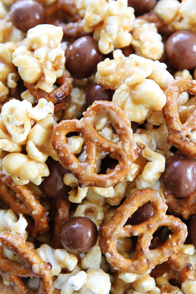 Peanut Butter Pretzel Popcorn Recipe | Two Peas & Their Pod