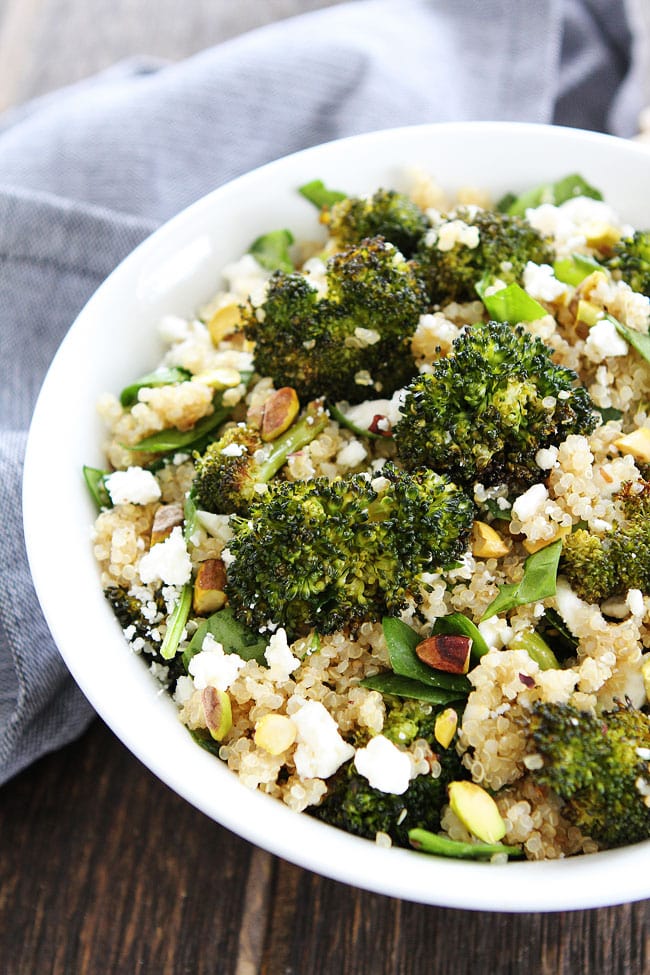 Roasted Broccoli Quinoa Salad Recipe in bowl