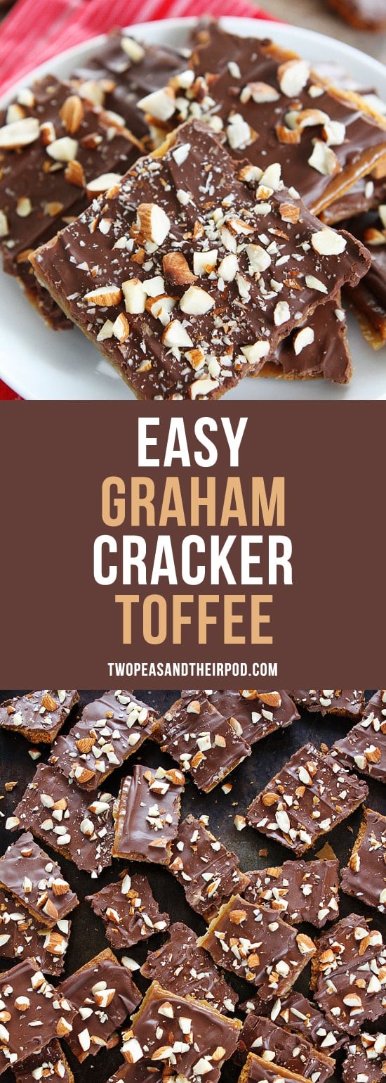 Easy Graham Cracker Toffee-you only need 5 ingredients to make this easy toffee! It is the perfect treat for the holidays! #toffee #Christmas #holidays