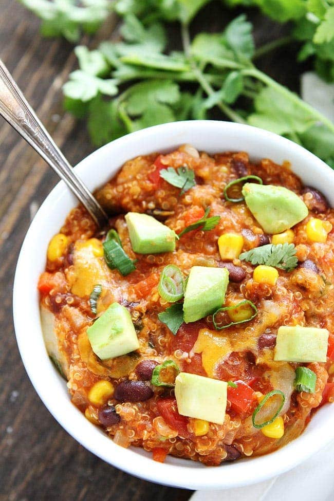 Slow Cooker Enchilada Quinoa Casserole