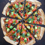 Tortilla Pizza with Enchilada Sauce and Mexican Inspired Toppings