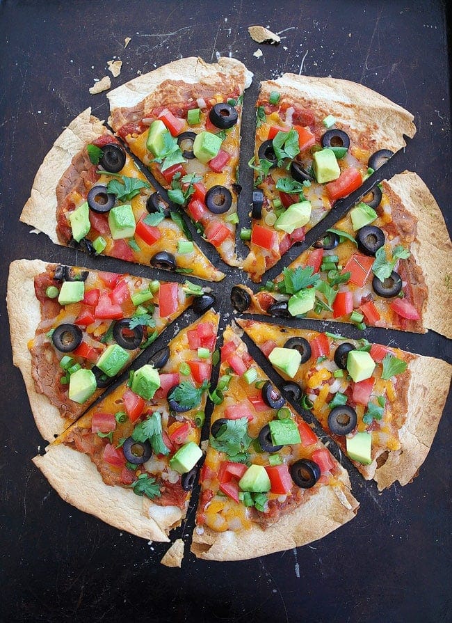 Crispy Mexican Tortilla Pizza makes a great easy weeknight dinner