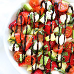 Caprese Salad with avocado and strawberries