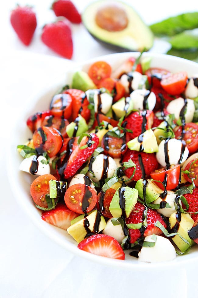Caprese Salad drizzled with balsamic oil ready to be served