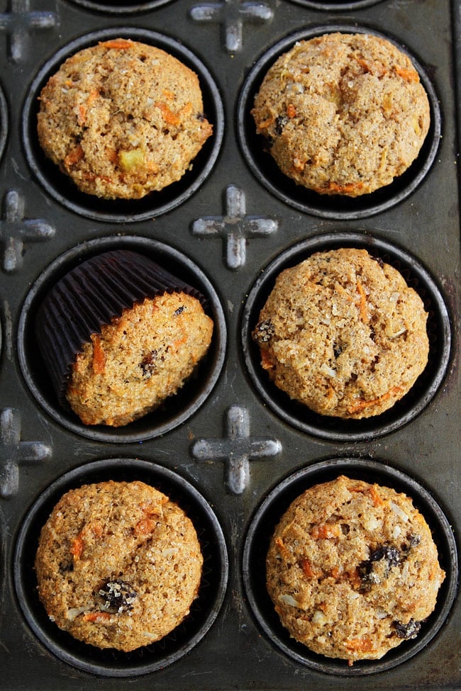 Morning Glory Muffins in muffin tin