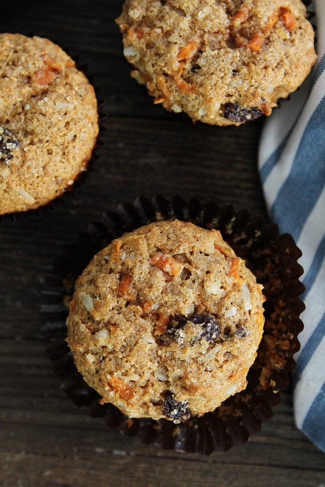 Removing muffin wrapper from Morning Glory Muffins