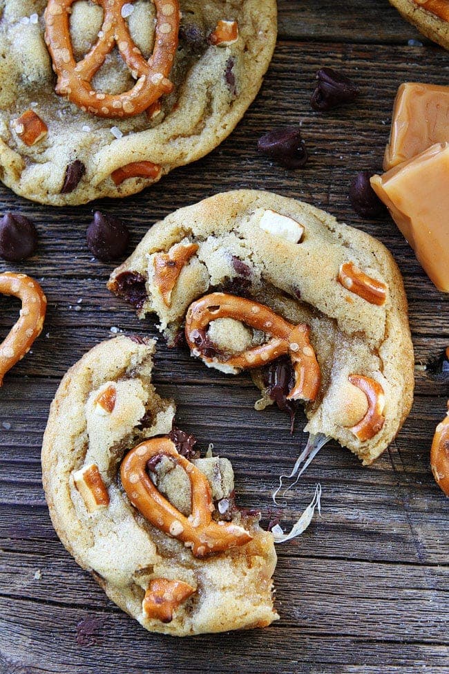 Salted Caramel Pretzel Chocolate Chip Cookies Recipe