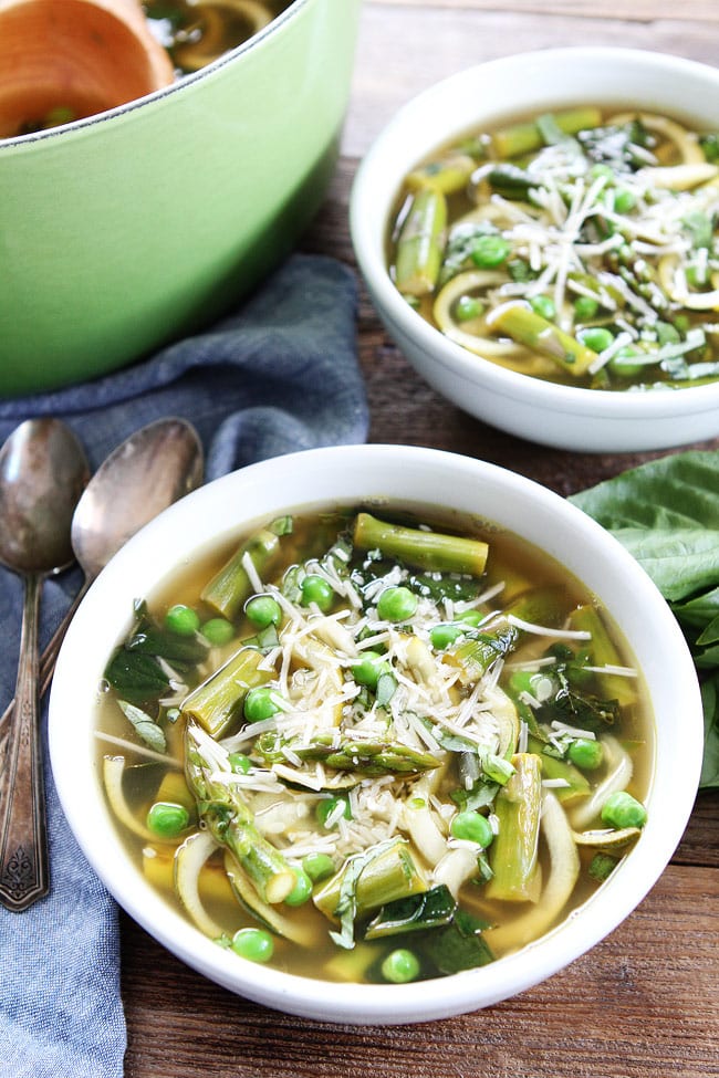 Spring Vegetable Zucchini Noodle Soup Recipe