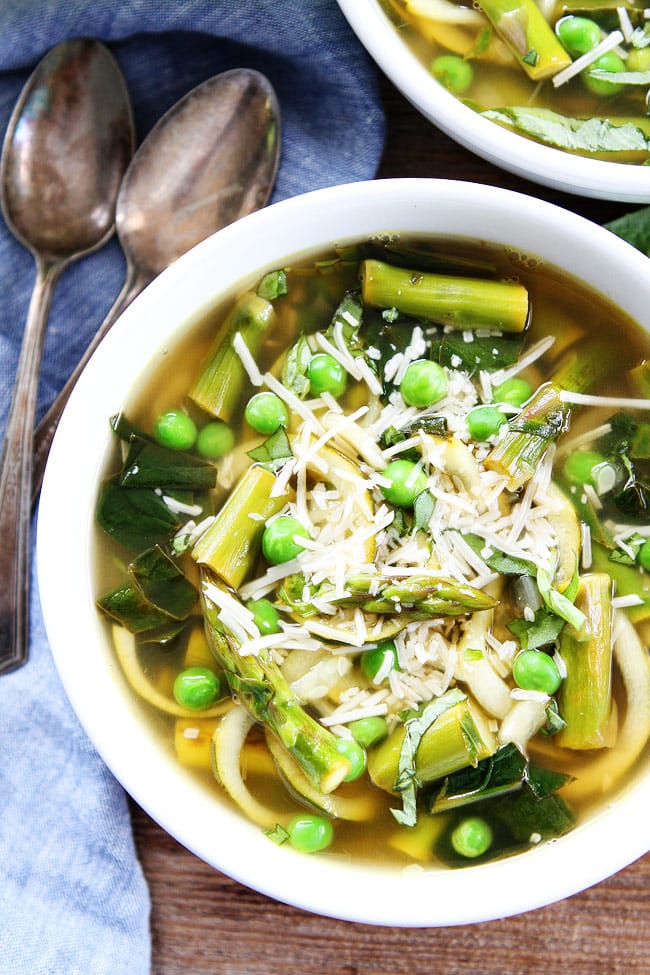 Spring Vegetable Zucchini Noodle Soup Recipe