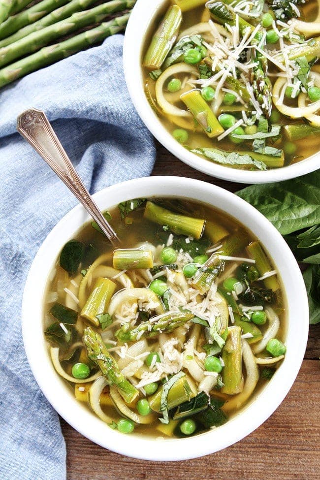 Spring Vegetable Zucchini Noodle Soup Recipe