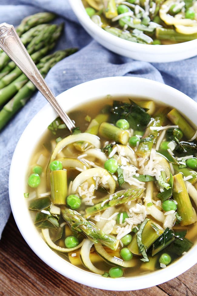 Spring Vegetable Zucchini Noodle Soup Recipe 