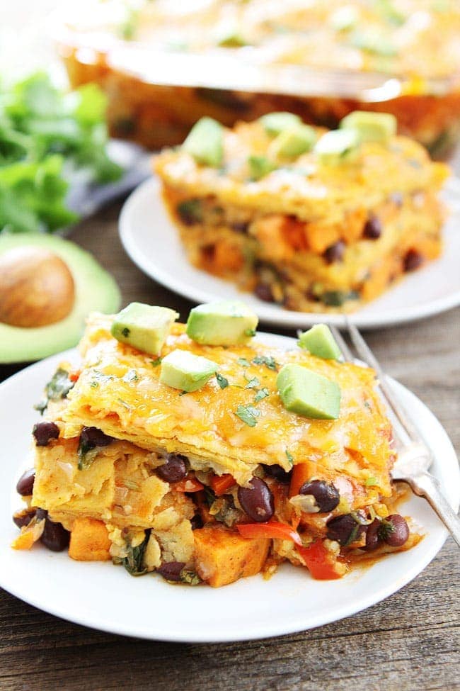 Stacked Sweet Potato and Black Bean Lasagna makes a great easy weeknight dinner