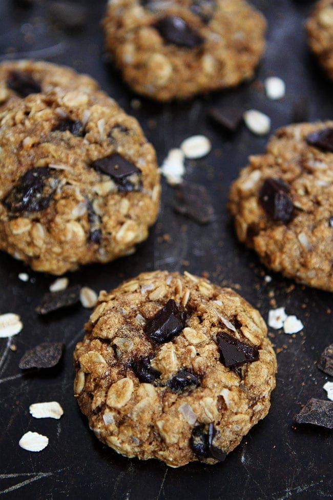 Whole Wheat Banana Coconut Oatmeal Chocolate Chunk Cookies