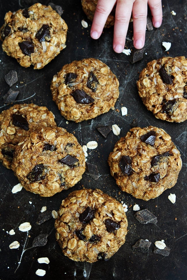 Whole Wheat Banana Coconut Oatmeal Chocolate Chunk Cookies Recipe