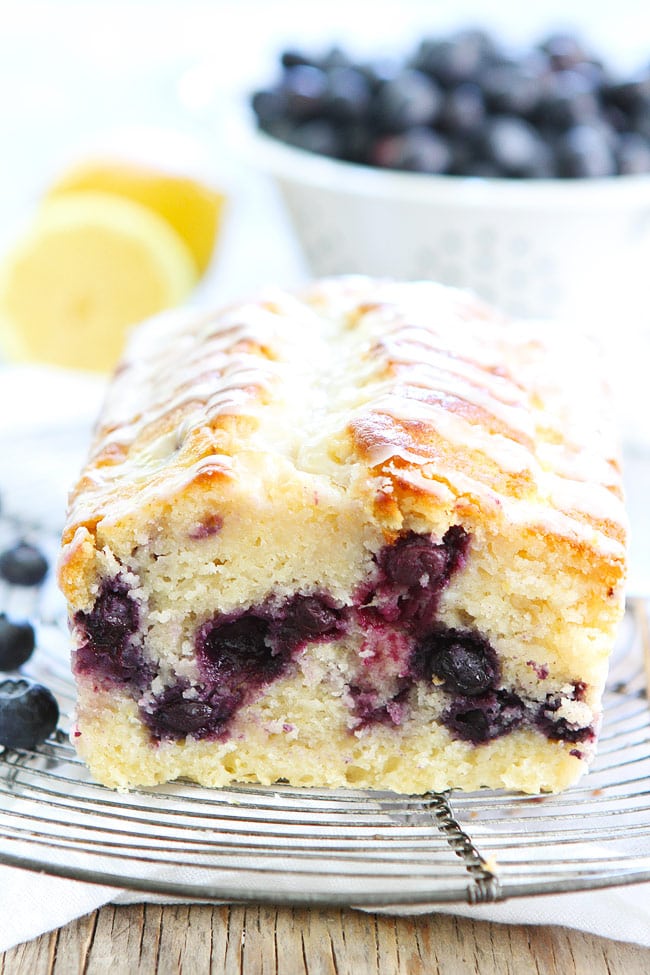 Lemon Blueberry Pound Cake on Cooling Rack