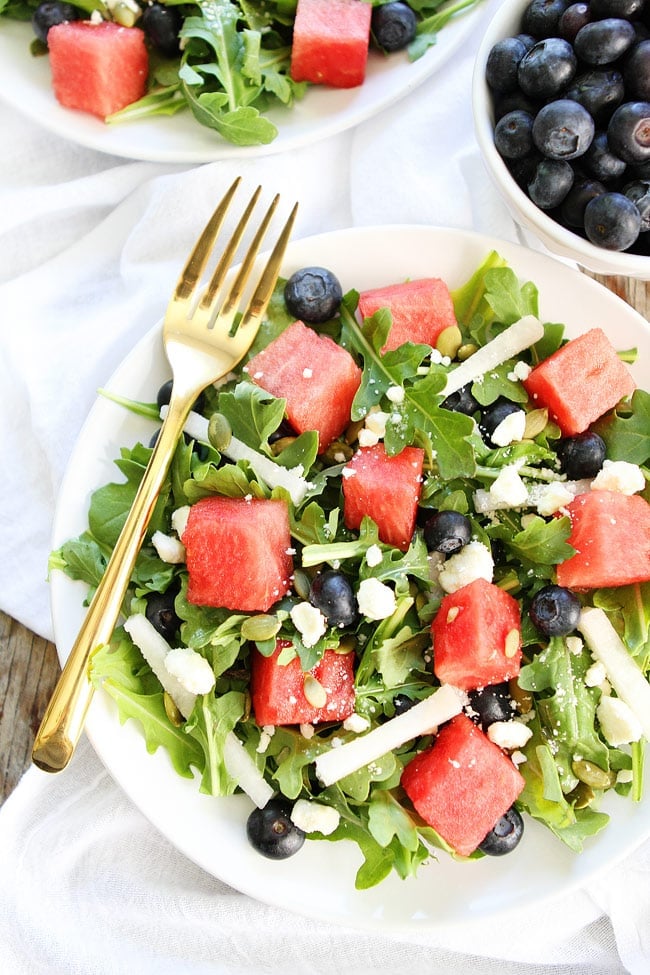 Watermelon, Blueberry, and Jicama Arugula Salad Recipe