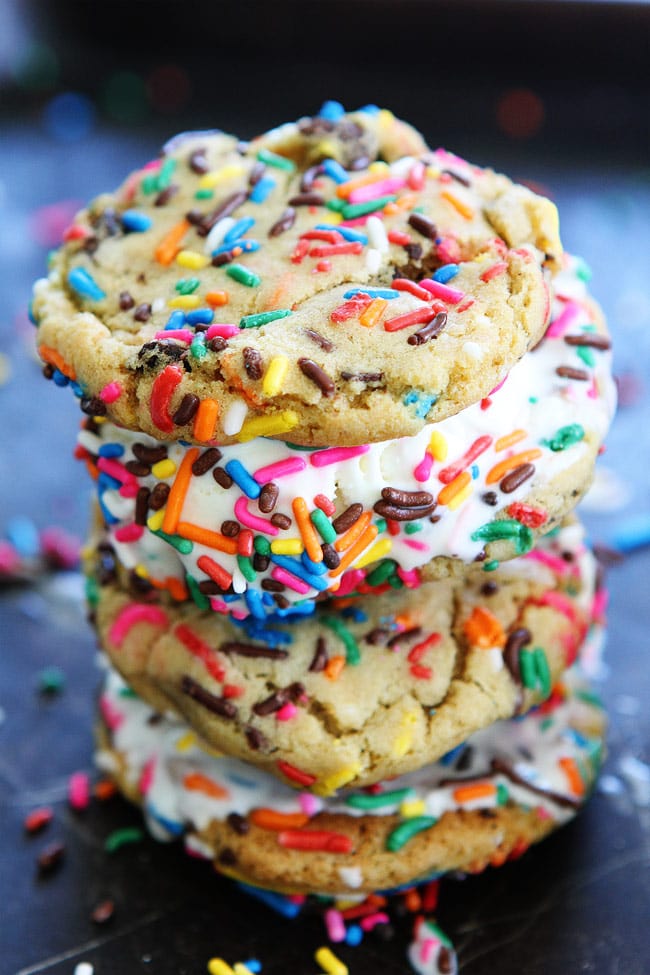 Sprinkle Chocolate Chip Cookie Ice Cream Sandwiches Recipe 