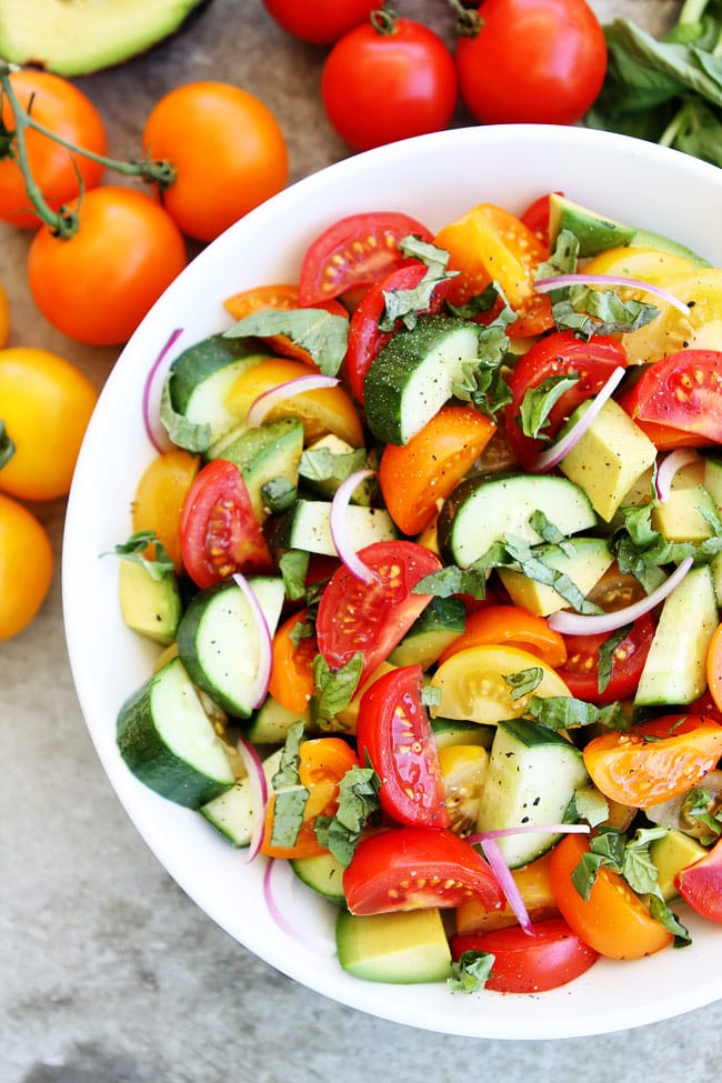 Cucumber Tomato Avocado Salad