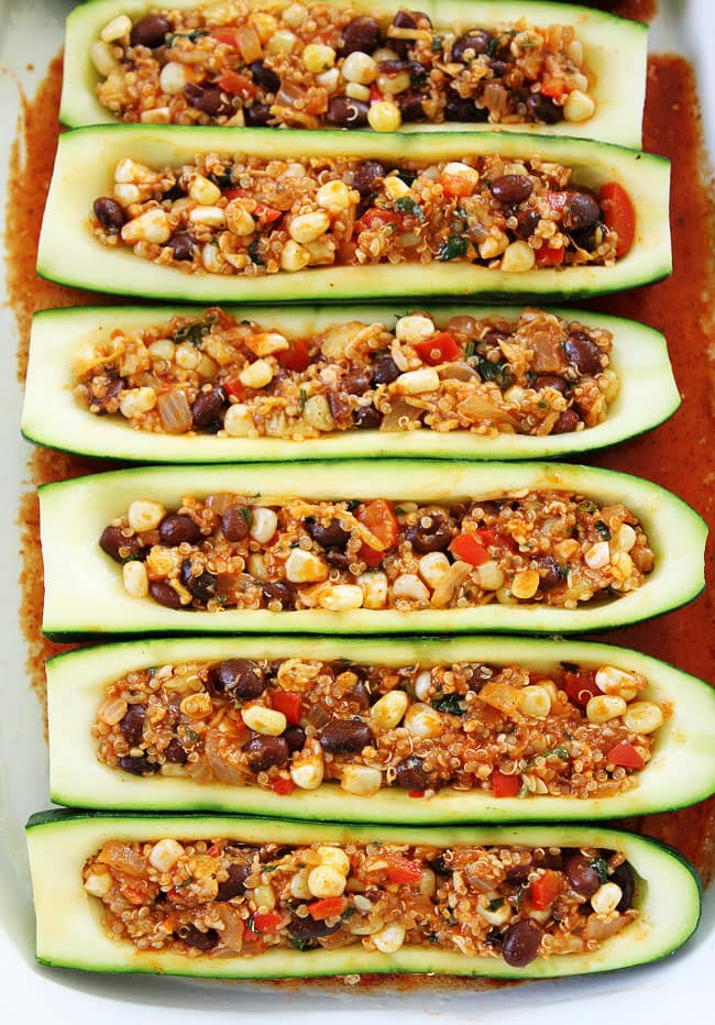 Black Bean and Quinoa Enchilada Zucchini Boats Recipe