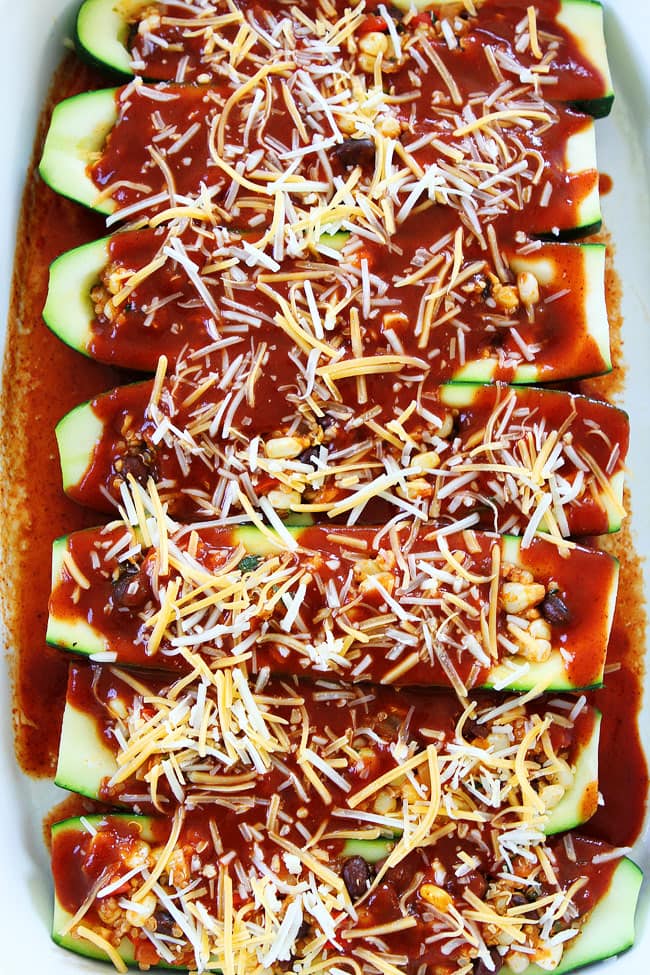 Black Bean and Quinoa Enchilada Zucchini Boats Recipe