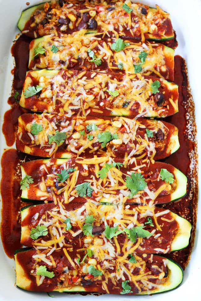 Black Bean and Quinoa Enchilada Zucchini Boats Recipe 