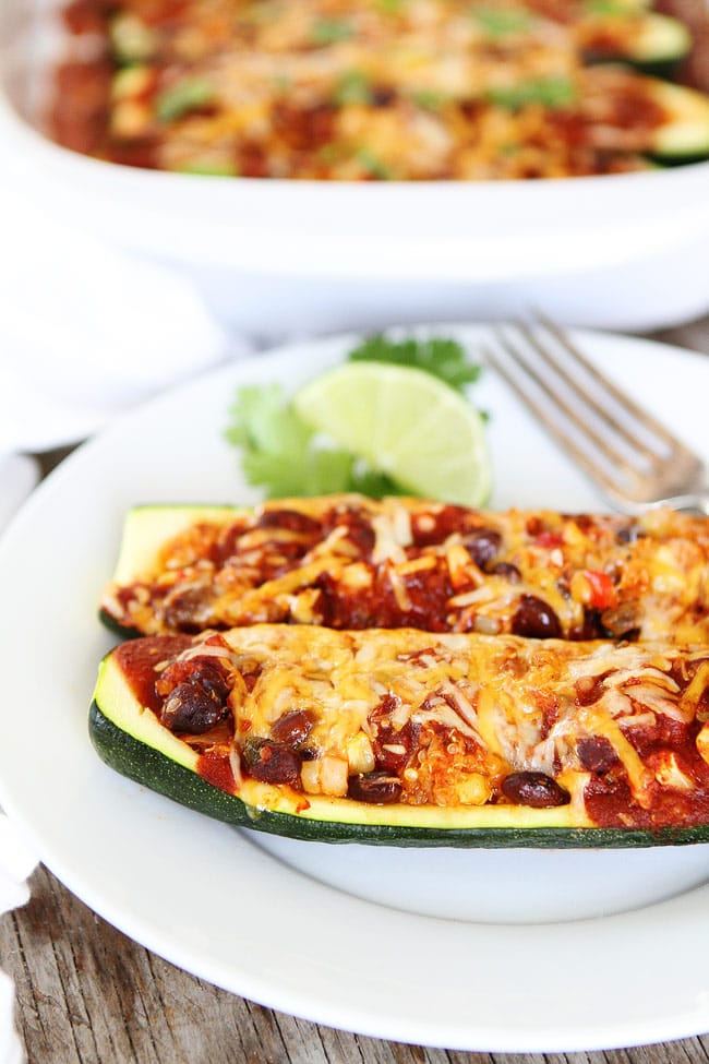 Black Bean and Quinoa Enchilada Zucchini Boats Recipe